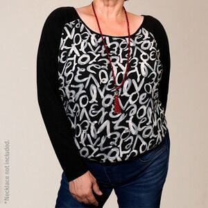 Torrid Artsy Love Graffiti Raglan Top Black White Mixed Media Urban Chic 2X XXL